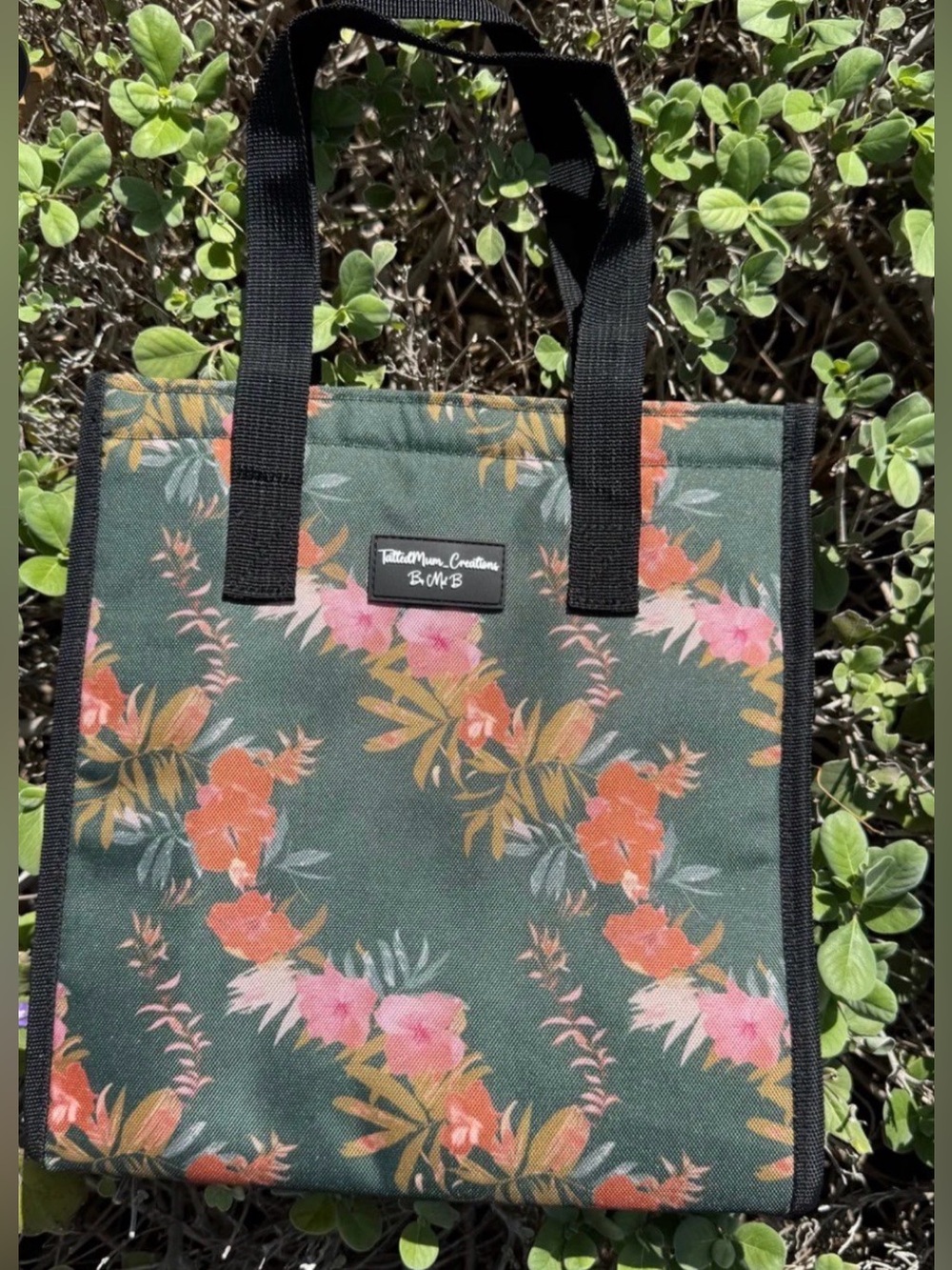 TattedMumCreations Green Hibiscus Lunch Bag